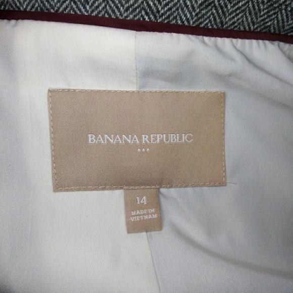 Banana Republic New Without Tag Dark Gray & White Herringbone Wool Blend Blazer - Picture 10 of 13